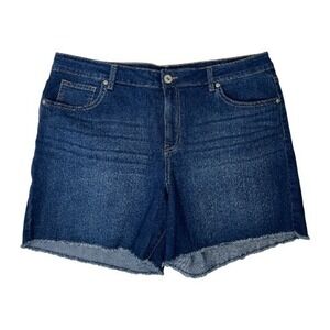 Style & Co. Women's Dark Wash Denim Shorts Frayed Hem Casual‎ Summer Sz 16